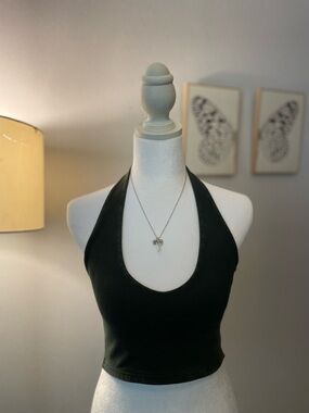 Brandy Melville Dark green halter neck crop top